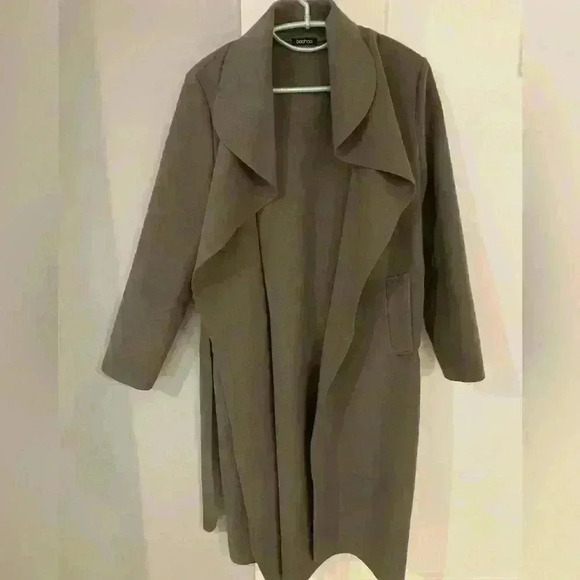 Boohoo Womens  Long grey belted trench coat - Picture 4 of 8